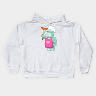 Hippo as Cook with Sausage Kids Hoodie